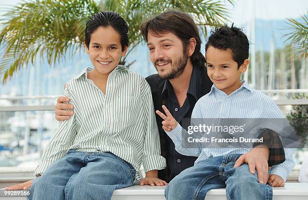 Actor Christopher Ruiz-Esparza, director Diego Luna and Gerardo Ruiz-Esparza attends the 'Abel' Photocall at the Palais des Festivals during the 63rd...