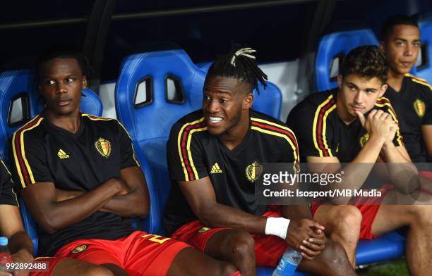 Dedryck Boyata, Michy Batshuayi, Leander Dendoncker and Youri Tielemans pictured on the bench during the 2018 FIFA World Cup Russia Round of 16 match...