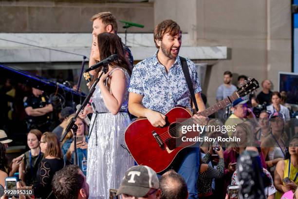 Charles Kelley, Hillary Scott and Dave Haywood of Lady Antebellum on stage as Lady Antebellum Performs On NBC's "Today" at Rockefeller Plaza on July...