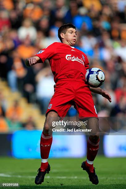 Steven Gerrard of Liverpool during the Barclays Premier League match between Hull City and Liverpool at the KC Stadium on May 9, 2010 in Hull,...