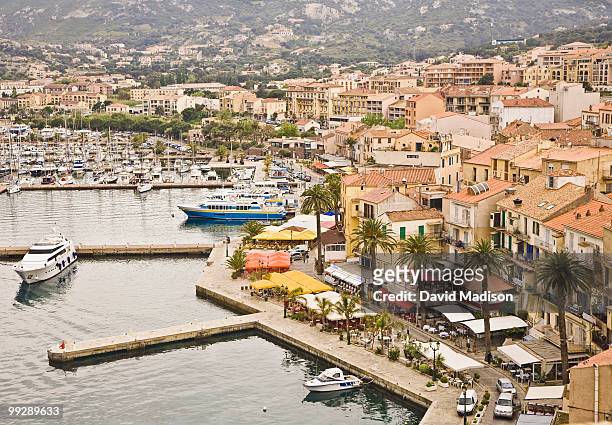 view of quay and waterfront of calvi, corsica. - オート＝コルス県 ストックフォトと画像