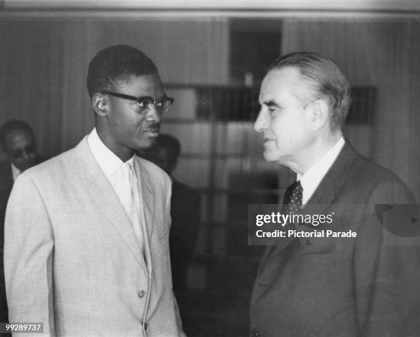 Congolese Prime Minister Patrice Lumumba with American diplomat W. Averell Harriman , Leopoldville, Congo, 9th September 1960. Harriman is on a...