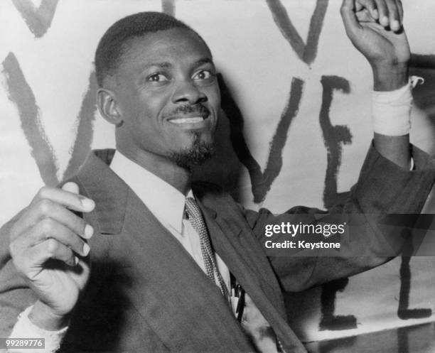 Congolese independence leader Patrice Lumumba , at his hotel in Brussels, Belgium, where he is to attend a round-table conference on the future of...