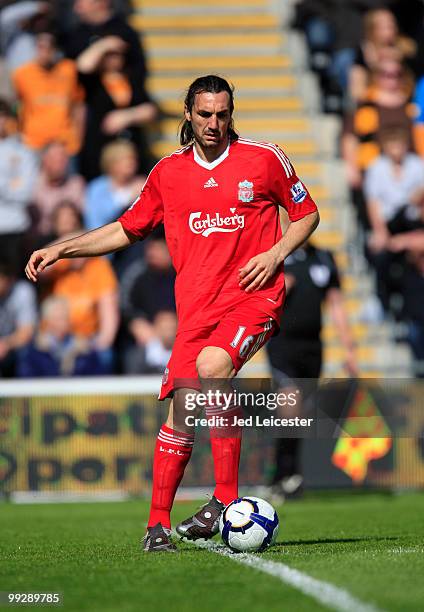 Sotirios Kyrgiakos of Liverpool during the Barclays Premier League match between Hull City and Liverpool at the KC Stadium on May 9, 2010 in Hull,...