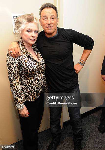 Exclusive* Debbie Harry and Bruce Springsteen backstage during the Almay concert to celebrate the Rainforest Fund's 21st birthday at Carnegie Hall on...