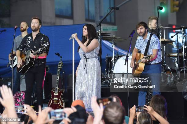 Recording artists Charles Kelley, Hillary Scott and Dave Haywood of Lady Antebellum perform during NBC's 'Today' at Rockefeller Plaza on July 6, 2018...
