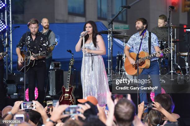 Recording artists Charles Kelley, Hillary Scott and Dave Haywood of Lady Antebellum perform during NBC's 'Today' at Rockefeller Plaza on July 6, 2018...