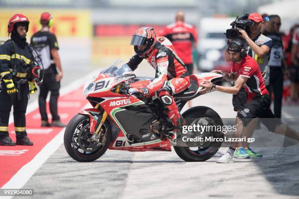 Jordi Torres of Spain and MV Augusta Reparto Corse starts from box during the WorldSBK Riviera di Rimini - Free Practice on July 6, 2018 in Misano...