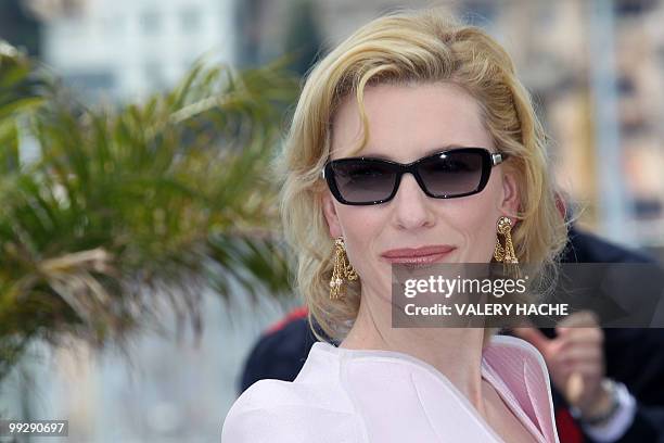 Australian actress Cate Blanchett poses during the photocall of "Robin Hood" presented out of competition at the 63rd Cannes Film Festival on May 12,...