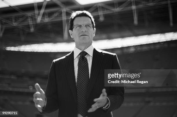England football manager Fabio Capello poses for a portrait shoot in London on April 8, 2010.