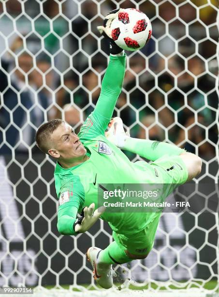 Jordan Pickford of England saves the fifth penalty from Carlos Bacca of Colombia in the penalty shoot out during the 2018 FIFA World Cup Russia Round...