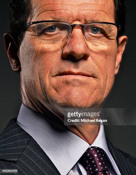 England football manager Fabio Capello poses for a portrait shoot in London on April 8, 2010.