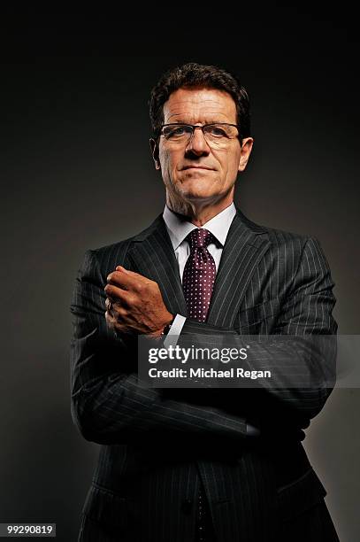 England football manager Fabio Capello poses for a portrait shoot in London on April 8, 2010.