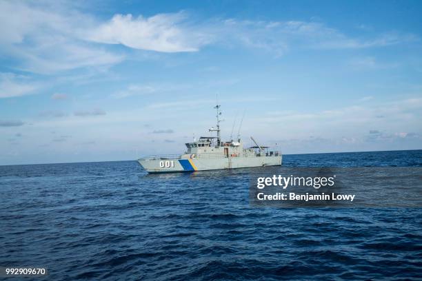 Marine police chase after poachers and pirate ships on the Remeliik in the seas in Koror, Palau on August 25, 2015. The isolated nation of Palau, in...