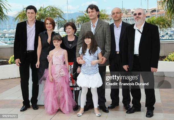 Actors Costi Dita, Clara Voda,Carmela Culda, Luminita Gheorghiu, Director Cristi Puiu, Ileana Puiu and actor Gelu Colceag attends the "Aurora"...