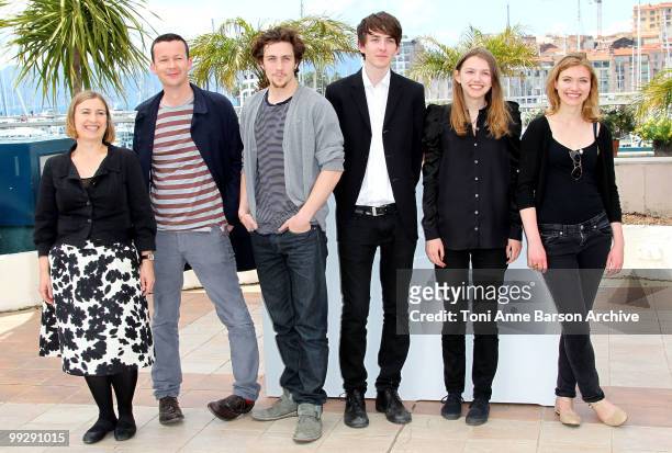 Producer Laura Hastings-Smith, writer Enda Walsh, actor Aaron Johnson, actor Matthew Beard, actor Hannah Murray and actor Imogen Poots attend the...