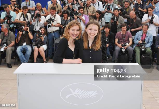 Actresses Imogen Poots and Hannah Murray attend the 'Chatroom' Photocall at the Palais des Festivals during the 63rd Annual Cannes Film Festival on...