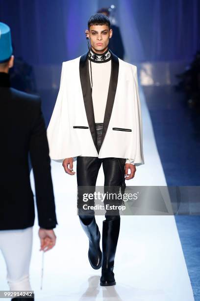 Model walks the runway during the Jean-Paul Gaultier Haute Couture Fall Winter 2018/2019 show as part of Paris Fashion Week on July 4, 2018 in Paris,...