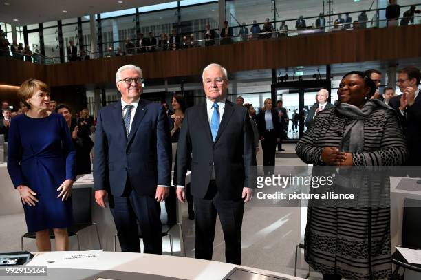 German President Frank-Walter Steinmeier , his wife Elke Buedenbender , the president of the state parliament of Lower Saxony, Bernd Busemann and...