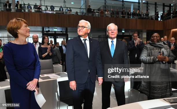 German President Frank-Walter Steinmeier , his wife Elke Buedenbender , the president of the state parliament of Lower Saxony, Bernd Busemann and...