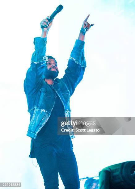 Singer, songwriter, and record producer Abel Makkonen Tesfaye of The Weeknd performs on Day 1 at Festival d'ete de Quebec on July 5, 2018 in Quebec...