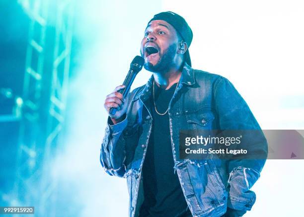 Singer, songwriter, and record producer Abel Makkonen Tesfaye of The Weeknd performs on Day 1 at Festival d'ete de Quebec on July 5, 2018 in Quebec...