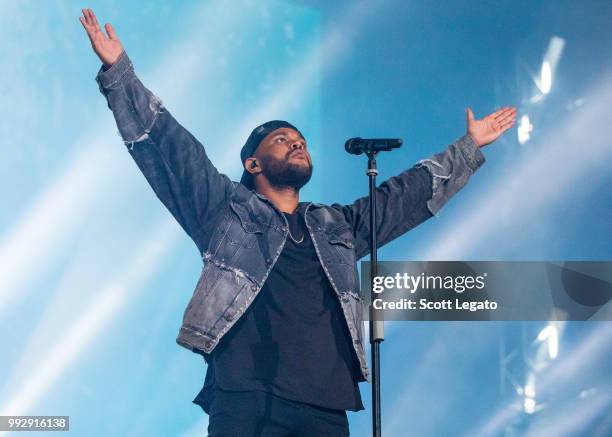 Singer, songwriter, and record producer Abel Makkonen Tesfaye of The Weeknd performs on Day 1 at Festival d'ete de Quebec on July 5, 2018 in Quebec...