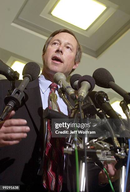 Congressman Fred Upton, R-6-MI, addresses the press after a meeting with Ford's CEO Jacques Nasser.