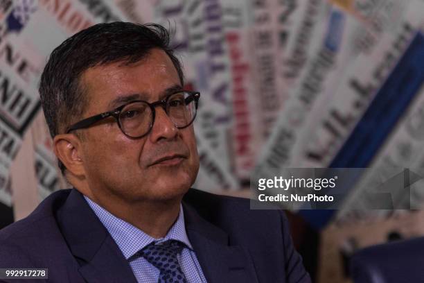 Roberto Mignone, coordinator for Libya of the UN Refugee Agency, UNHCR, talks to reporters during a press conference on the refugees situation on...