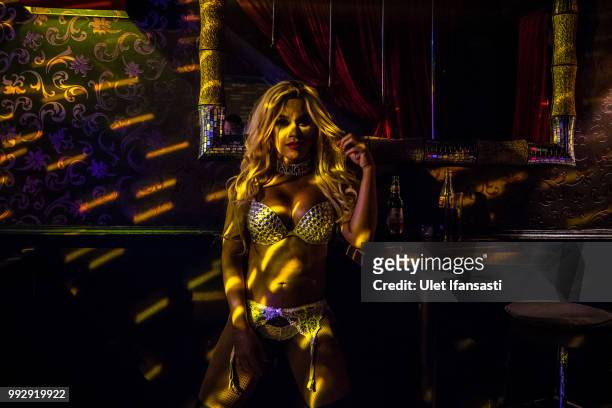 Indonesian drag queen Nury poses during cabaret show in Mixwell bar on July 4, 2018 in Seminyak, Bali, Indonesia. For the past 12 years Mixwell bar...