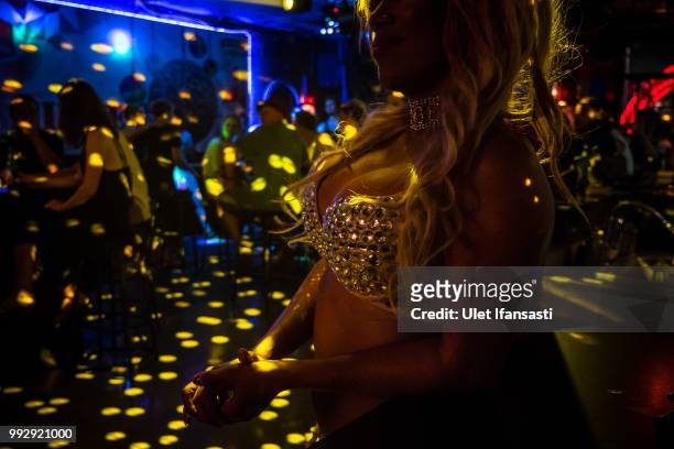 Indonesian drag queen Nury poses during cabaret show in Mixwell bar on July 4, 2018 in Seminyak, Bali, Indonesia. For the past 12 years Mixwell bar...