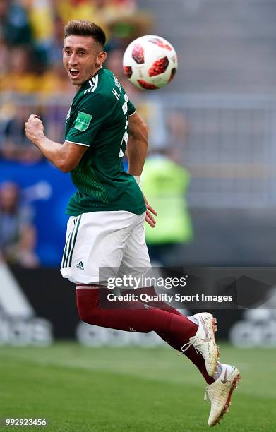 Hector Herrera of Mexico in action during the 2018 FIFA World Cup Russia Round of 16 match between Brazil and Mexico at Samara Arena on July 2, 2018...