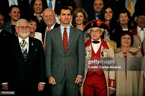 Prince Felipe of Spain receives "The National Society Sons of the American Revolution" members at the Zarzuela Palace on May 14, 2010 in Madrid,...