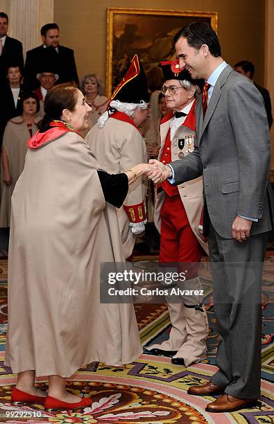 Prince Felipe of Spain receives "The National Society Sons of the American Revolution" members at the Zarzuela Palace on May 14, 2010 in Madrid,...