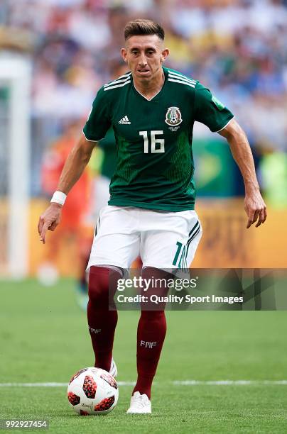 Hector Herrera of Mexico in action during the 2018 FIFA World Cup Russia Round of 16 match between Brazil and Mexico at Samara Arena on July 2, 2018...