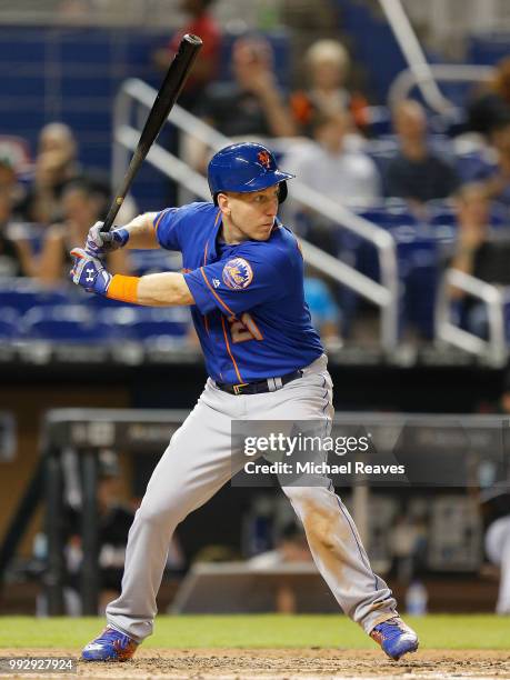 Todd Frazier of the New York Mets in action against the Miami Marlins at Marlins Park on June 29, 2018 in Miami, Florida.