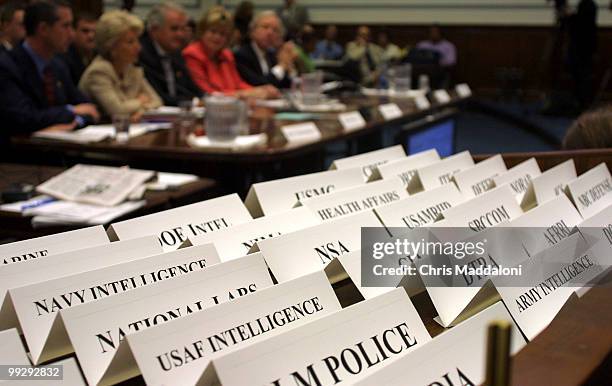 Display of index cards of the proposed agencies that would be reorganized under one entity for National Security, Veterans' Affairs and International...