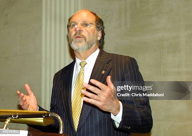 Sen. Jon Corzine, D-NJ, speaking at a press conference for the 17th annual Mother's Day Report, which is against the privatization of social security.