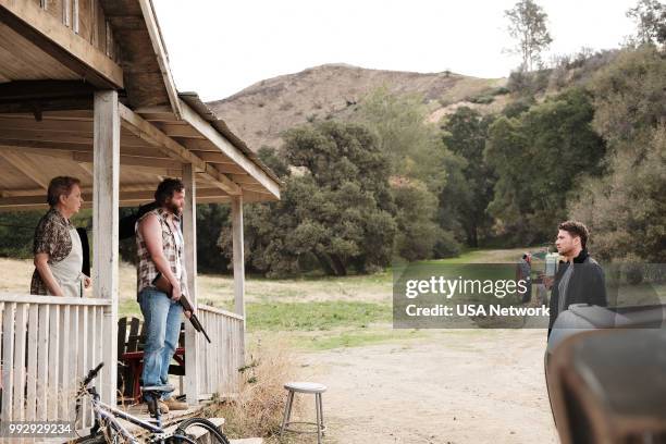 Red Meat" Episode 302 -- Pictured: Sandy Martin as Adele Poole, Grant Harvey as Jimmy Poole, Ryan Phillippe as Bob Lee Swagger --