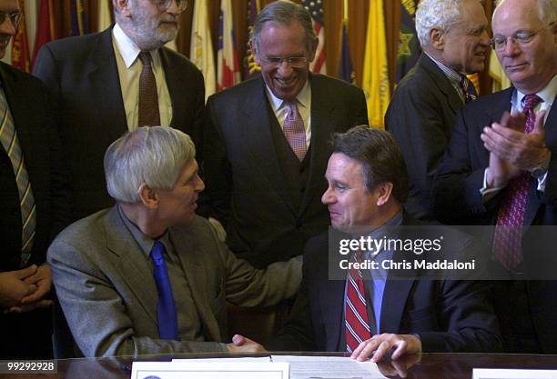 Dr. Gert Weisskirchen, Vice President of the OSCE Parlimentary Assembly , and Rep. Christopher Smith, R-NJ, at a Commission on Security and...