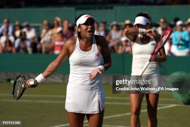 Heather Watson in action on day five of the Wimbledon Championships at the All England Lawn Tennis and Croquet Club, Wimbledon.