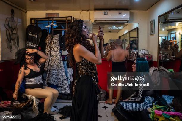 Indonesian drag queen Donita Monro , prepares before performing in Mixwell bar on July 5, 2018 in Seminyak, Bali, Indonesia. For the past 12 years...