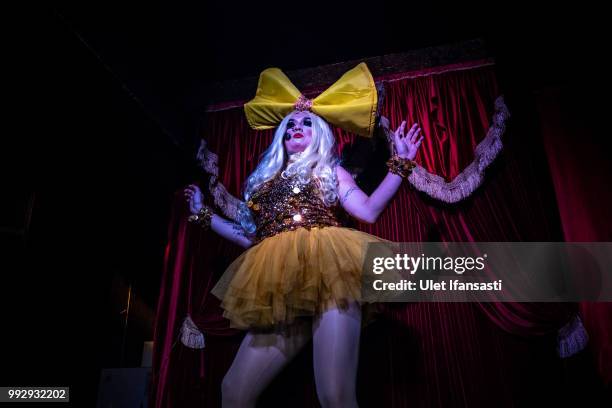 Indonesian drag queen Donita Monro performs cabaret show in Mixwell bar on July 5, 2018 in Seminyak, Bali, Indonesia. For the past 12 years Mixwell...