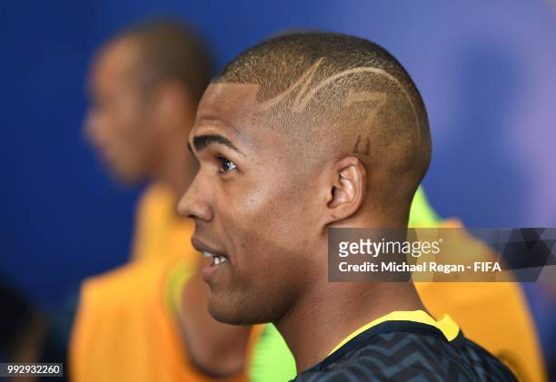 Douglas Costa of Brazil looks on in the tunnel prior to the 2018 FIFA World Cup Russia Quarter Final match between Brazil and Belgium at Kazan Arena...
