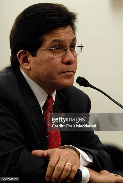 The new Attorney General, Alberto Gonzales, testifies before the Science, State, Justice, and Commerce, and Related Agencies Subcommittee hearing on...