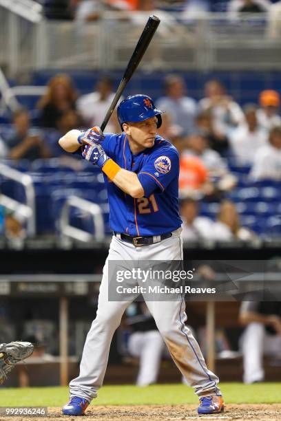 Todd Frazier of the New York Mets in action against the Miami Marlins at Marlins Park on June 29, 2018 in Miami, Florida.