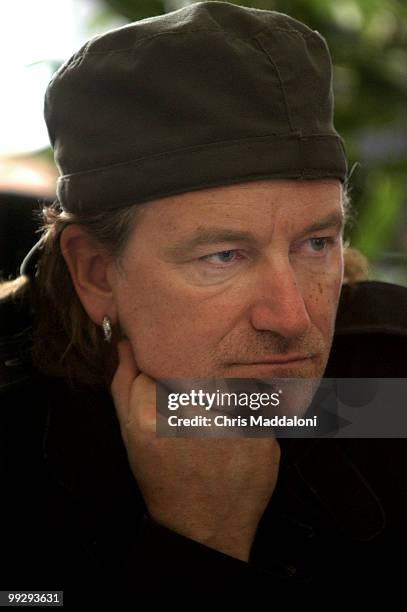 Singer and activist Bono at the offices of DATA, a group devoted to fighting African debt and AIDS.