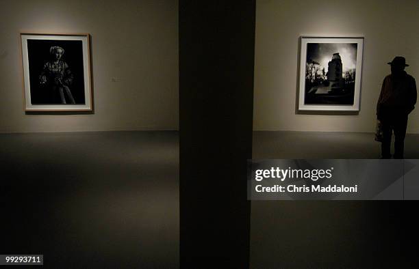 Sumner Clarren, of Silver Spring, Md., attends a tour of Hiroshi Sugimoto's photography exhibit on its opening day at the Hirshhorn Museum.