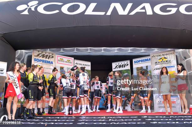 Podium / Eleonora van Dijk of The Netherlands / Lucinda Brand of The Netherlands / Leah Kirchmann of Canada / Juliette Labous of France / Liane...