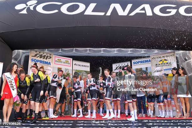 Podium / Eleonora van Dijk of The Netherlands / Lucinda Brand of The Netherlands / Leah Kirchmann of Canada / Juliette Labous of France / Liane...